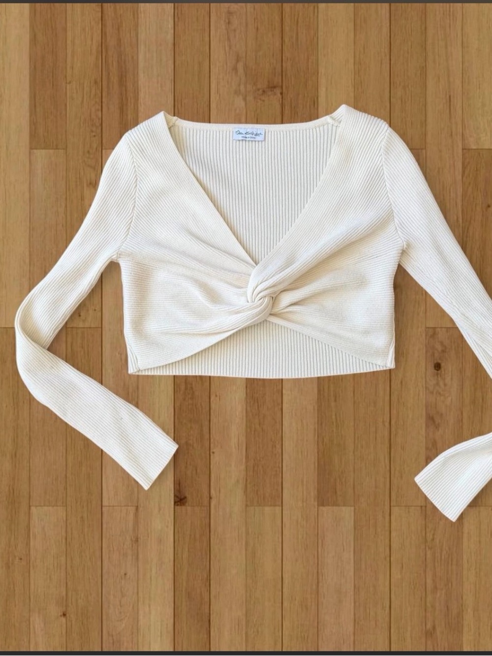 Miss Selfridge Cream Ribbed Twist-Front Shrug Bolero